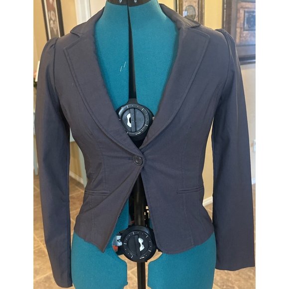 Have Brand Solid Gray Blazer Jacket Long Sleeve Cotton Blend Women's Size M - Picture 3 of 16